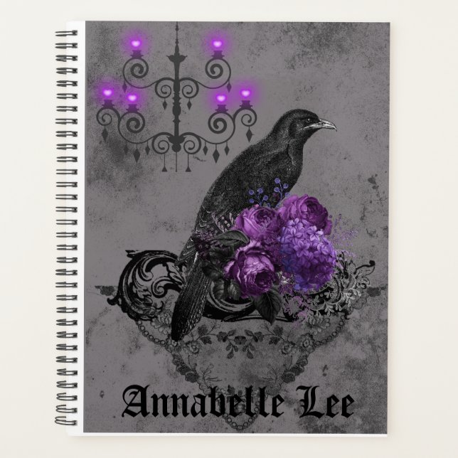 Romantischer Raven mit Chandelier Gothic Planner Planer (Vorderseite)