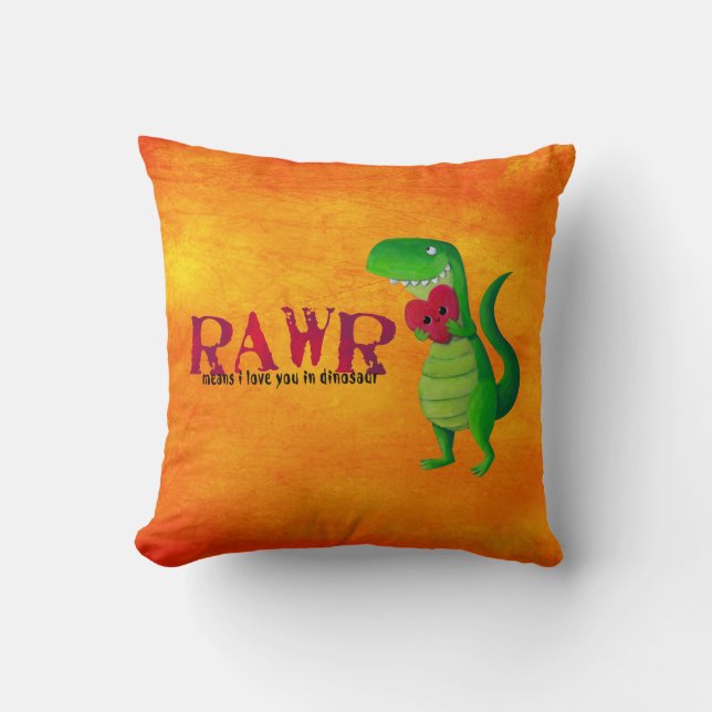 Romantischer RAWR T-rex Dinosaurier Kissen (Vorderseite)