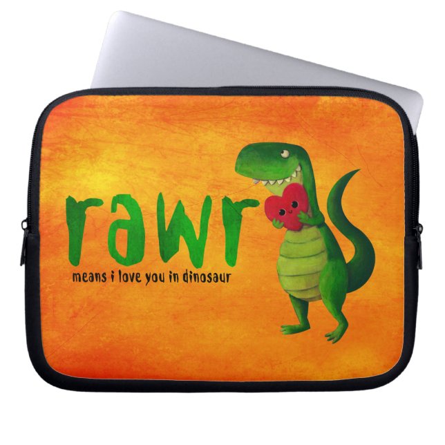 Romantischer RAWR T-rex Dinosaurier Laptopschutzhülle (Vorderseite)