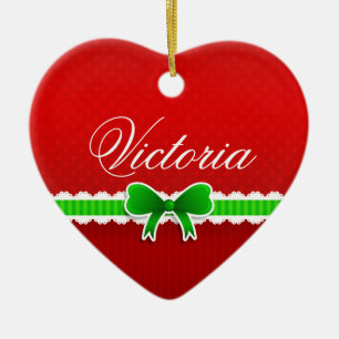 Romantischer Red Christmas Design Niedlich Bow Ind Keramik Ornament