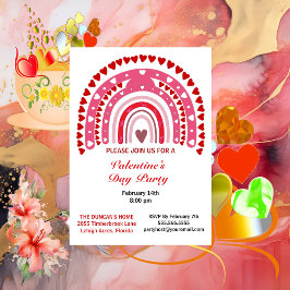 Romantischer Regenbogen-Valentinstag Herz-Party Einladung