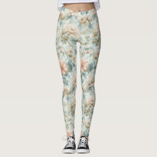 Romantischer Regency-Pastell-Blumenprint Leggings