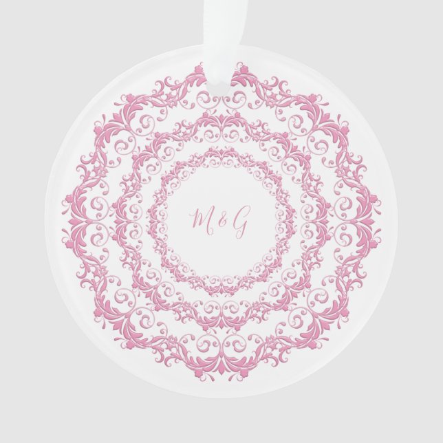 Romantischer Retro-Rosa Mandala Ornament (Vorderseite)