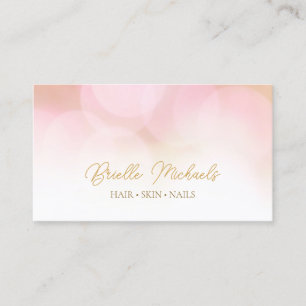 Romantischer Rosa Bokeh Gold Script Schönheitssalo Visitenkarte