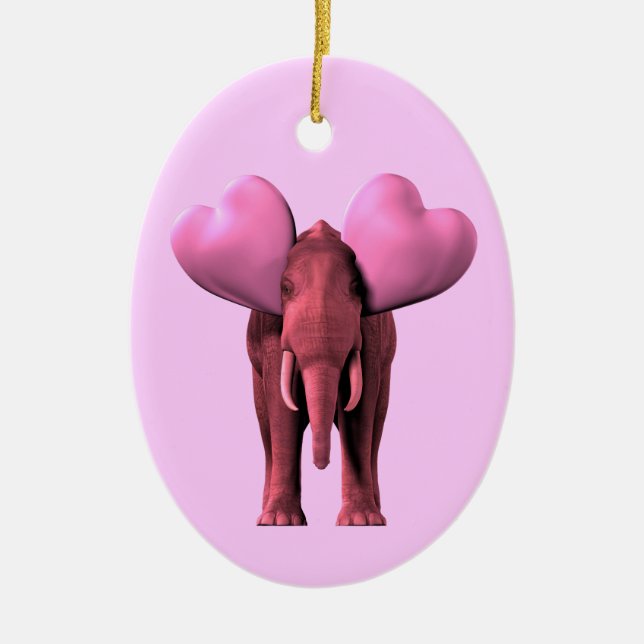 Romantischer rosa Elefant Keramikornament (Vorne)