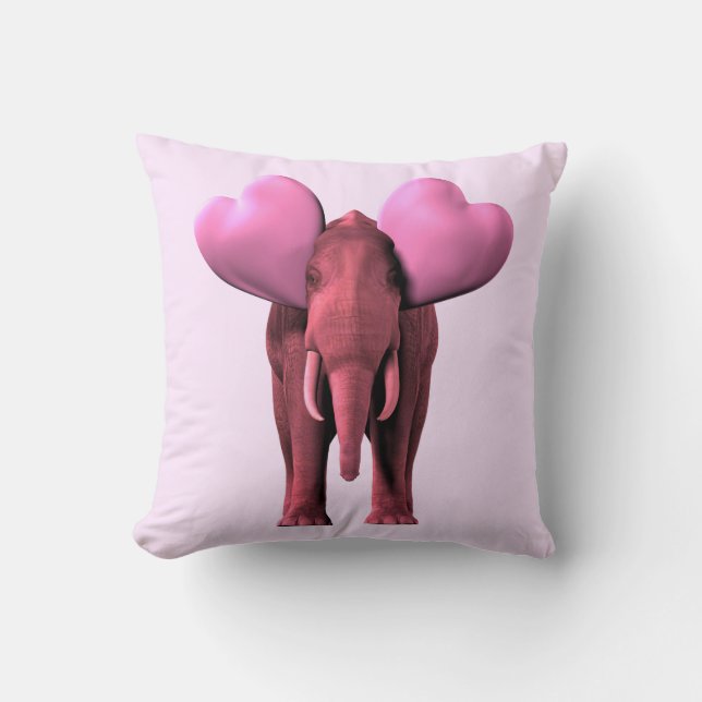 Romantischer rosa Elefant Kissen (Vorderseite)