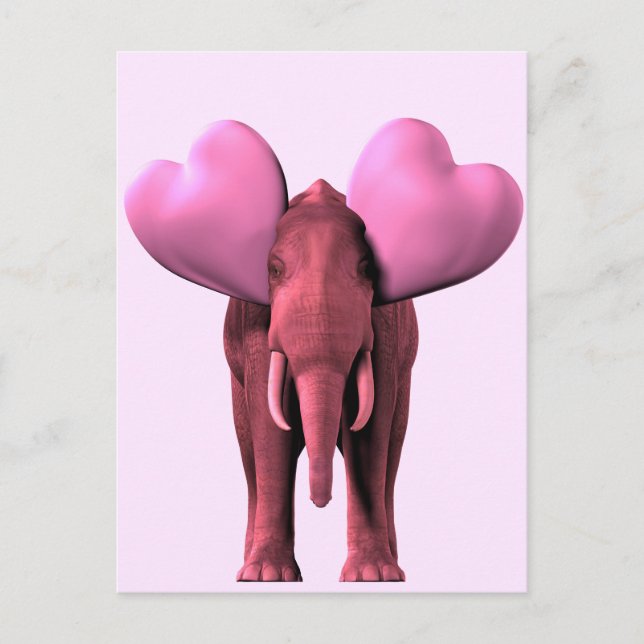 Romantischer rosa Elefant Postkarte (Vorderseite)
