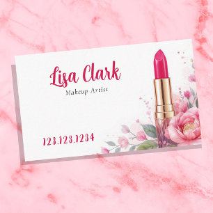 Romantischer rosa floraler Lippenstift Chic Visagi Visitenkarte