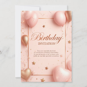 Romantischer Rosa Geburtstag Einladung