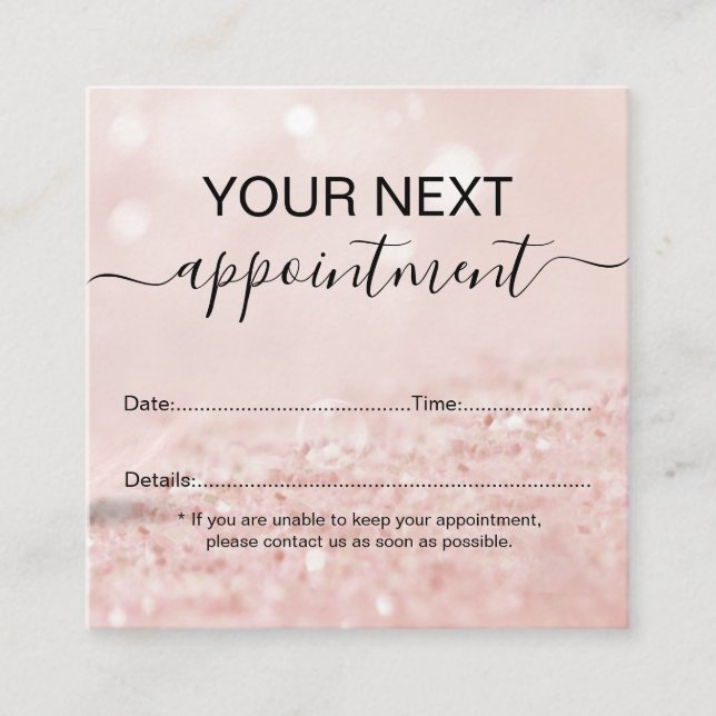 Romantischer Rosa Glitzer Termin ca (Vorderseite)