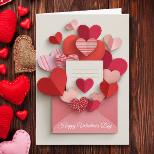 Romantischer rosa Herzumschlag Valentinstagskarte Feiertagskarte