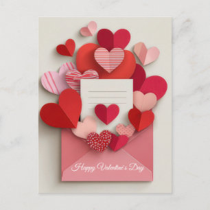 Romantischer rosa Herzumschlag Valentinstagskarte Feiertagspostkarte