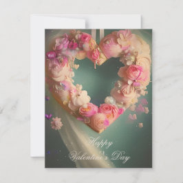 Romantischer rosa Herzvalentin Feiertagskarte