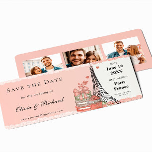 Romantischer Rosa Paris-Boarding-Pass Save-the-Dat Einladung