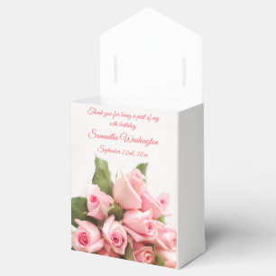 Romantischer rosa Rosen-Blumenstrauß-Geburtstag Geschenkschachtel