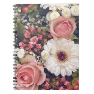 Romantischer rosa Rosen Blumenstrauß Notizblock