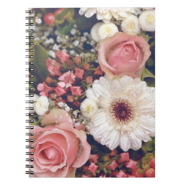 Romantischer rosa Rosen Blumenstrauß Notizblock (Vorderseite)