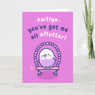 Romantischer rosa Vogelpun Funny Valentine's Day Karte