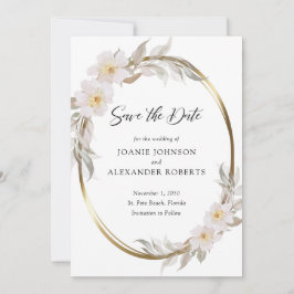 Romantischer rosafarbener, eleganter Foliage Gold Save The Date