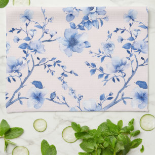 Romantischer Rosé-Blauer Blumen-Brautjungfern-Empf Geschirrtuch