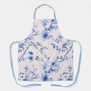 Romantischer Rosé-Blauer Blumen-Brautjungfern-Empf Schürze