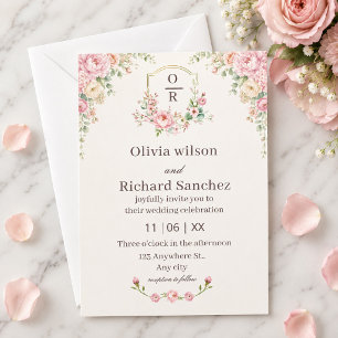 Romantischer Rosé-Blumenstrauß Elegante rosa Ros Einladung