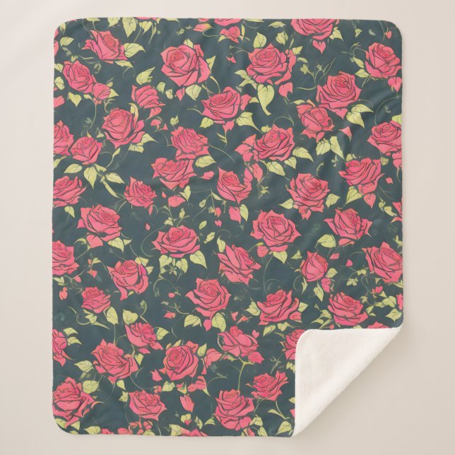 Romantischer Rose Garten Sherpadecke (Vorderseite)