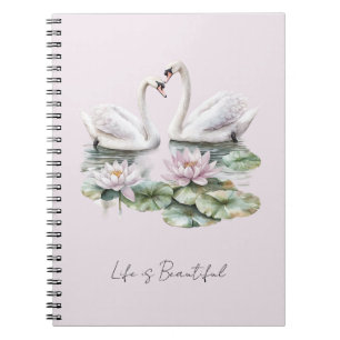 Romantischer Rosé-Lotus-Blumen-Schwäne Notizblock