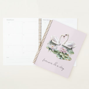 Romantischer Rosé-Lotus-Blumen-Schwäne Planer