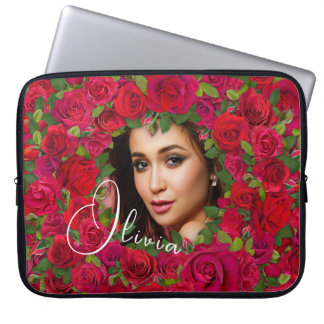 Romantischer Rosen-Fotorahmen für Verliebte Laptopschutzhülle