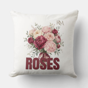 Romantischer Rosenblumenstrauß Elegantes Blumendes Kissen