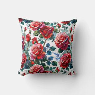 Romantischer Rosengarten Druck Kissen