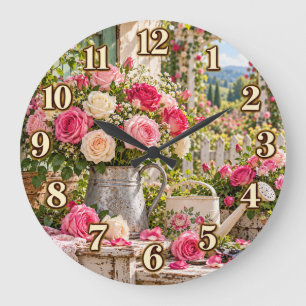 Romantischer Rosengarten Landuhr Große Wanduhr