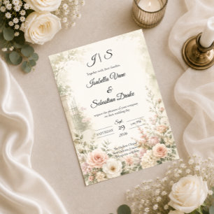 Romantischer Rosengarten Serenity Hochzeit Einladung