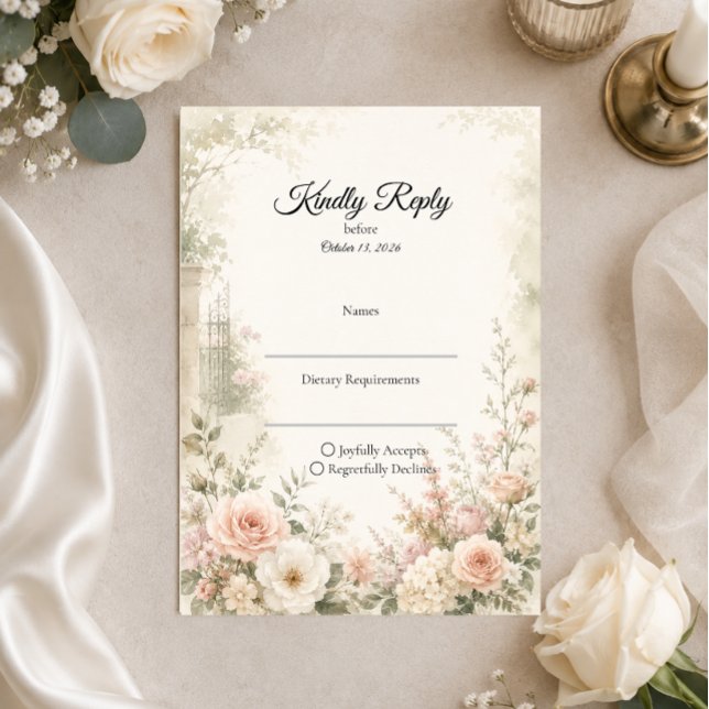 Romantischer Rosengarten Serenity Hochzeit RSVP Karte (Von Creator hochgeladen)