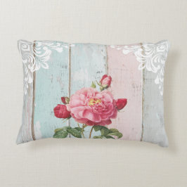 Romantischer Rosenrosen rustikaler Hintergrund Wei Dekokissen