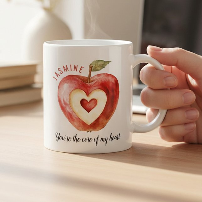 Romantischer roter Apfelherz Valentinstag Kaffeetasse (Von Creator hochgeladen)