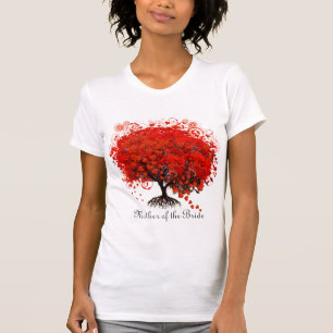 Romantischer roter Herzblattbaum Hochzeit T-Shirt