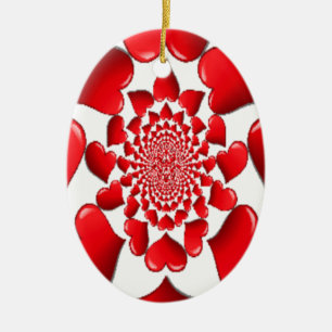 Romantischer Roter Herzen Muster Kunst Druck Keramikornament