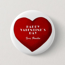 Romantischer Roter Herzname Glücklicher Valentinst Button