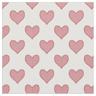Romantischer Roter Karo Gingham Hearts Custom Fabr Stoff