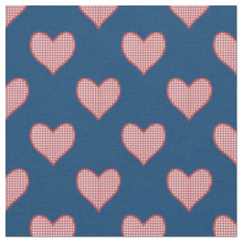 Romantischer Roter Karo Gingham Hearts Custom Fabr Stoff