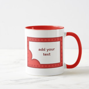 Romantischer roter Rahmen mit Herzen Tasse