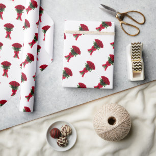 Romantischer roter Rosenblumenstrauß Geschenkpapier