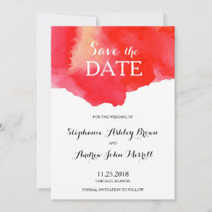 Romantischer roter Watercolor Save the Date