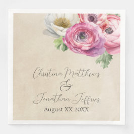 Romantischer Rustikaler Rosa & Weißer Ranunculus Serviette
