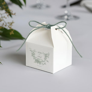 Romantischer Salbei-Blumenkranz mit Liebesvögeln H Quadratischer Aufkleber