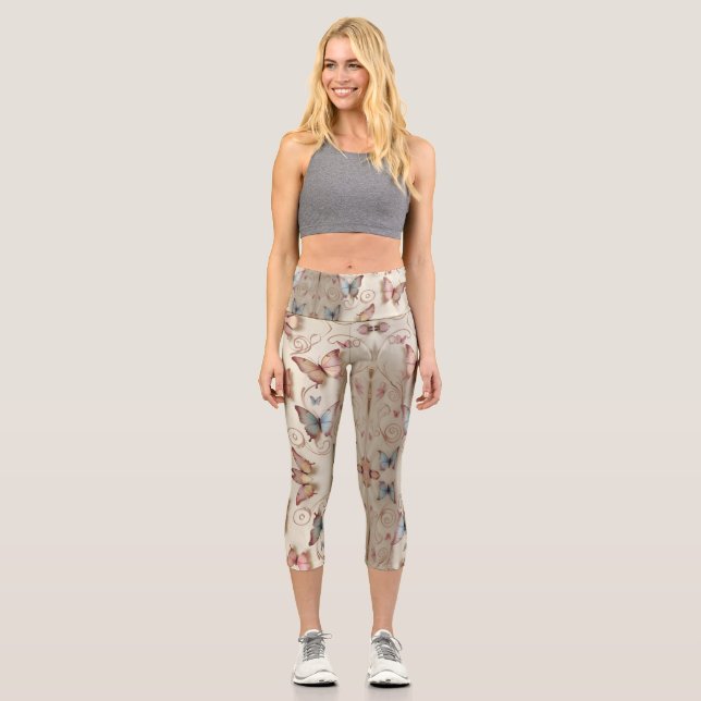 Romantischer Schmetterling Capri Leggings (Vorderseite)