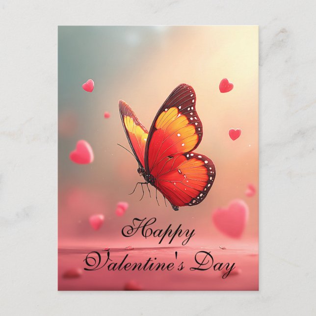 Romantischer Schmetterling zum Valentinstag  Postkarte (Vorderseite)