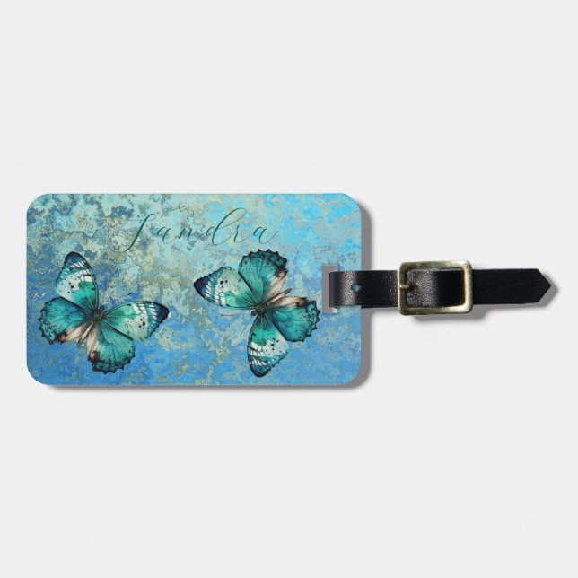 Romantischer Schmetterlingsgepäck Gepäckanhänger (Vorderseite horizontal)